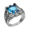 316L Stainless Steel Casting Dragon Claw Aquamarine One Stone Ring Design For Man Sapphire Finger Ring