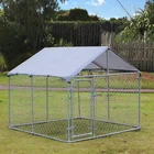 Outdoor Heavy Duty Metal Chain Link Modular Large Dog Crate Kennel With Waterproof Cover
