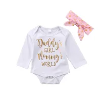 Wholesale Baby Clothes Long Sleeve Letter baby girl clothes Romper Flower And Headband
Wholesale Baby Clothes Long Sleeve Letter baby girl clothes Romper Flower And Headband