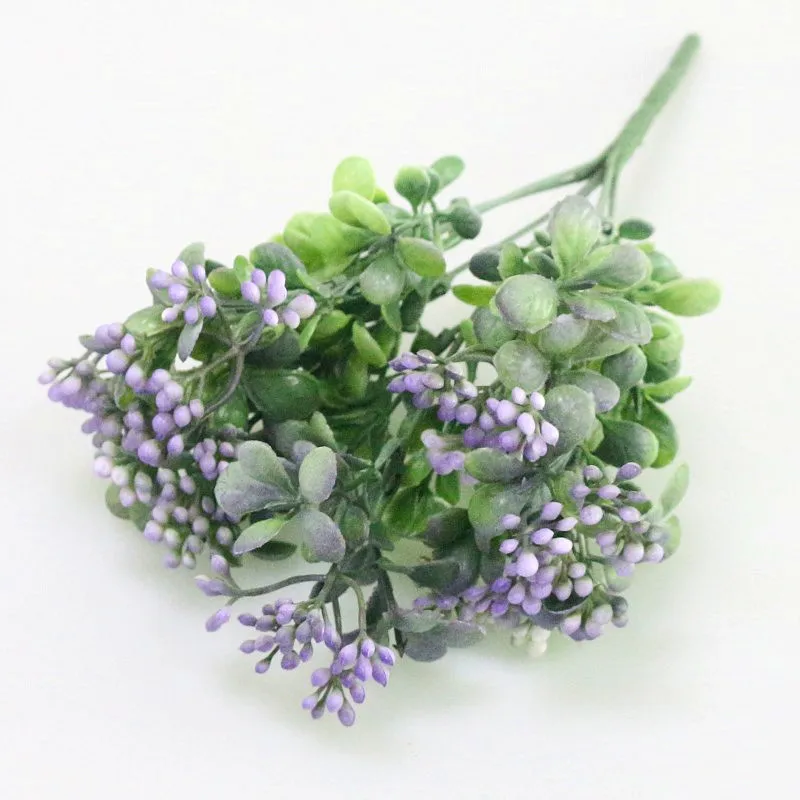 Flone Green Artificial Flower Simulation Milan Small Bouquet Plastic Plant Flowers For Wedding Home Office Party Decoration Art (14)