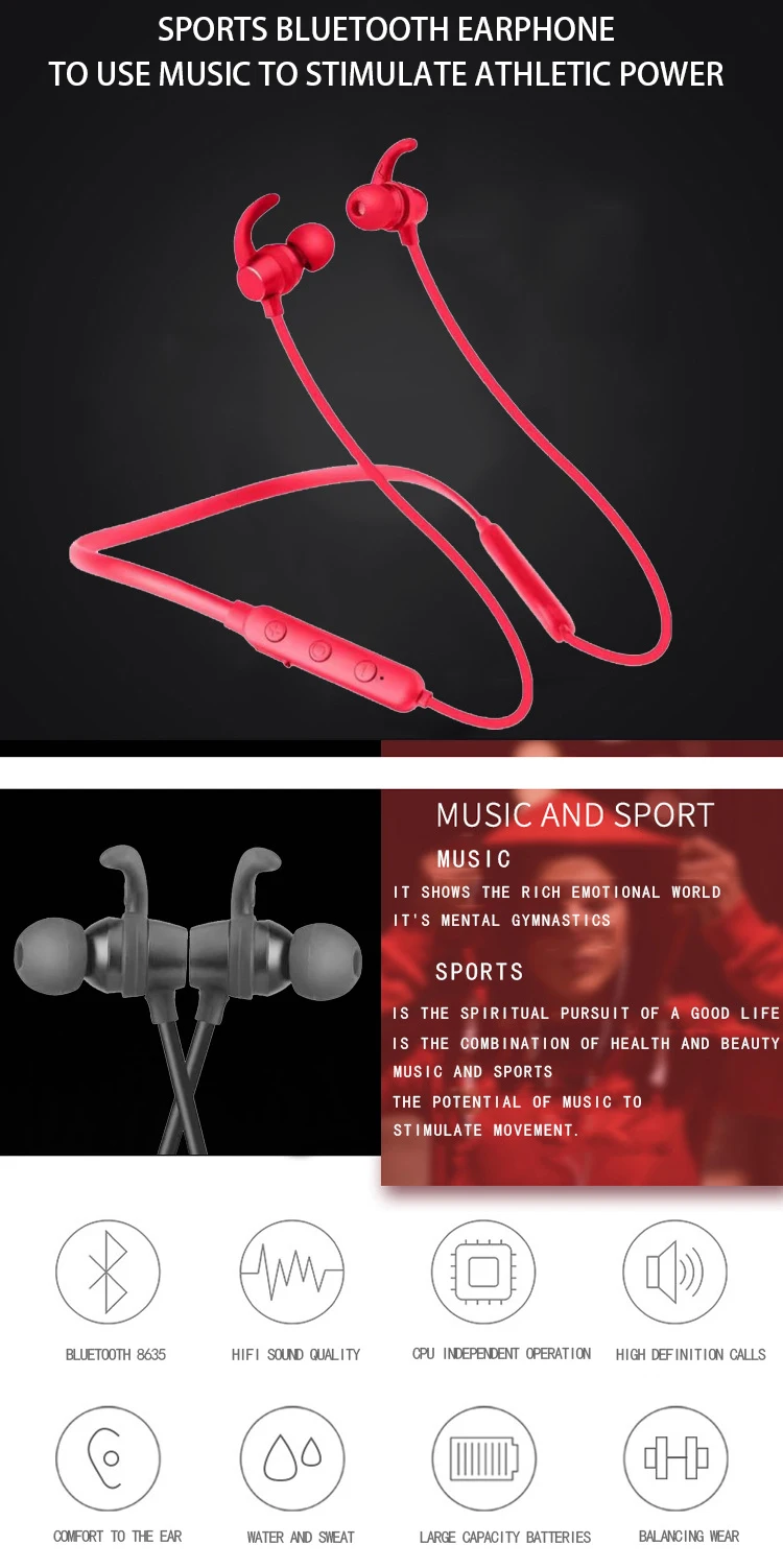 Portable Super Bass In-Ear Shenzhen Bluetooth Earphone For Phone PC Tablet magnet earphones - ANKUX.COM