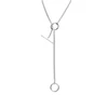 A1456 Sterling Silver Lariat Bar Necklace Open Circle Y Necklace Vertical Bar Looped Long Necklace by Moyu