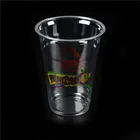 Disposable 12oz PET Clear Plastic Cup Logo Printing Smoothie Cups with Lid