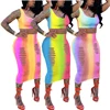 New Design Crop Top Print Two Piece Women Clothing Fashion Bodycon Dress 2019