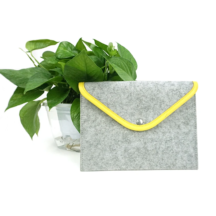 New design cheap custom leather edge foldable felt envelope file folder