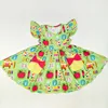 2019 Summer Flutter Sleeve New Children Back To School Printed Boutique Wholesale Kids Girl Big Twirl dress