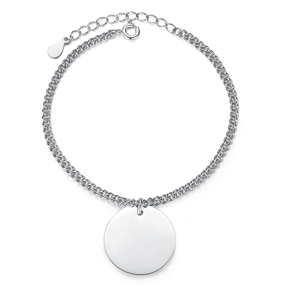 925 Sterling Silver Circle Pendant Charm Bracelet Free Engrave Custom Chain Link Bracelet for Men Unique Jewelry
925 Sterling Silver Circle Pendant Charm Bracelet Free Engrave Custom Chain Link Bracelet for Men Unique Jewelry