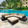 Outdoor sofa bed and resin wicker balcony corner sofa set designs furniture rattan used