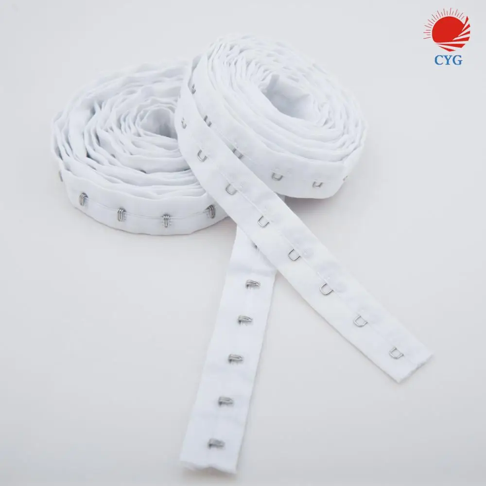 Single row Hook and Eye Tape in White color cotton tape
Single row Hook and Eye Tape in White color cotton tape