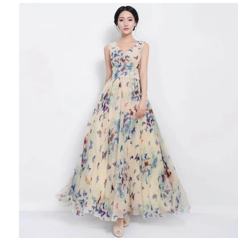 2015 summer style plus size maxi dress women casual dress chiffon long summer boho beach dress vetement femme