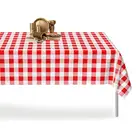 Red and White Plastic Checkered Tablecloths, Disposable Party Table Covers - Picnic Party Decoration, 2 Pack