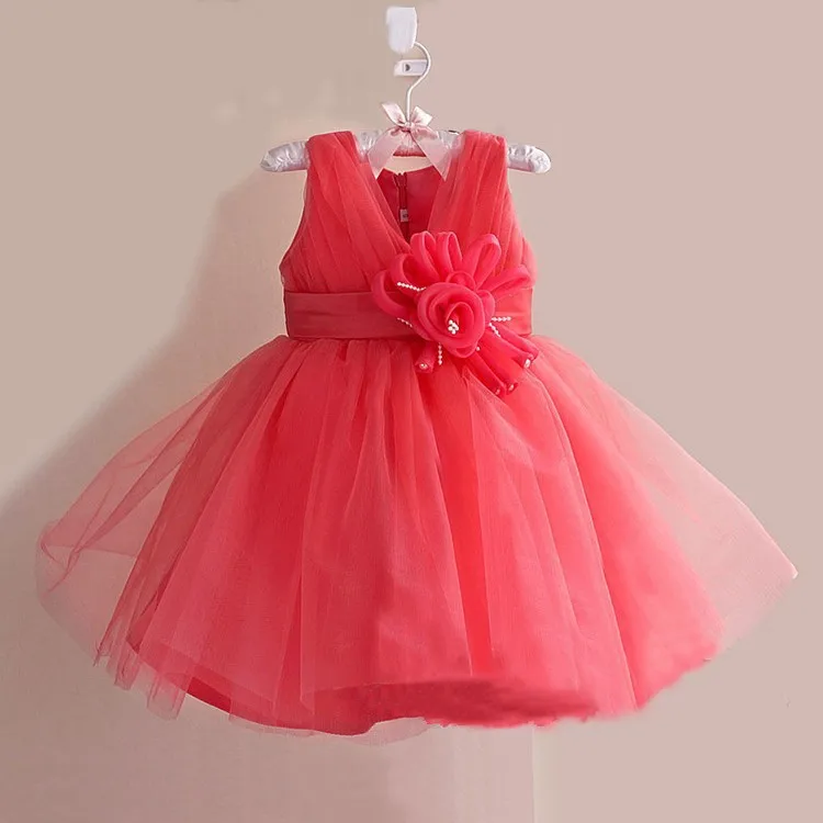 2015 Free shipping sleeveless flower girl dancing dress party baby girl christening dress kids baby birthday Christmas dresses