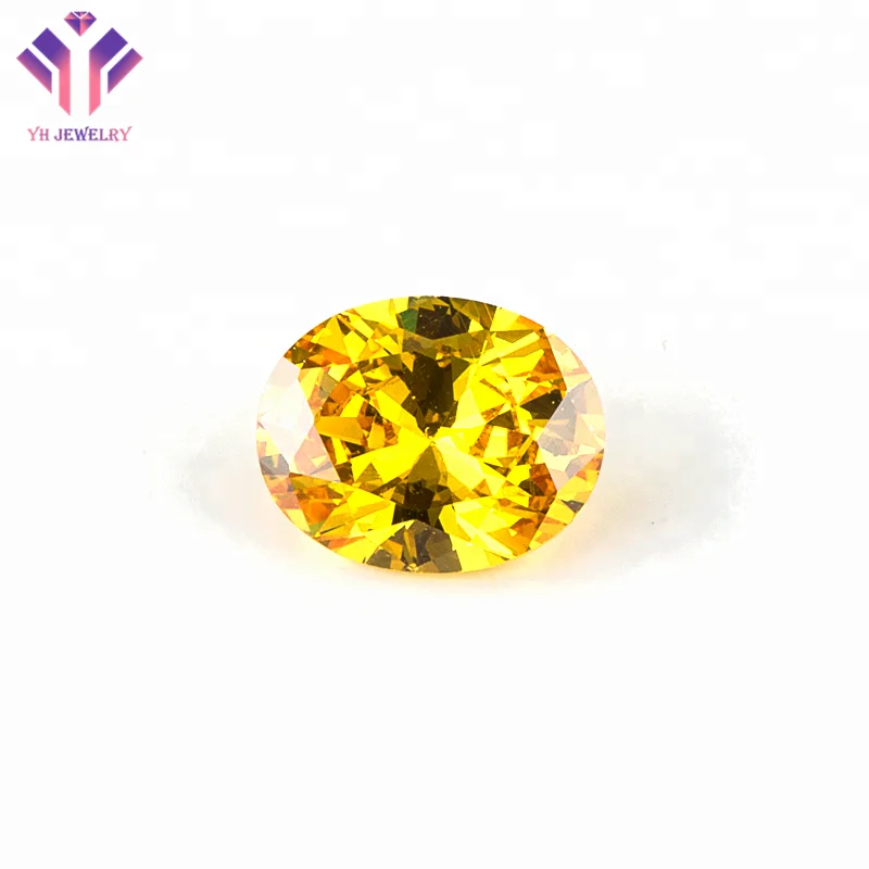 Factory Direct Sell CZ Yellow Oval Cut Cubic Zirconia Color Stone