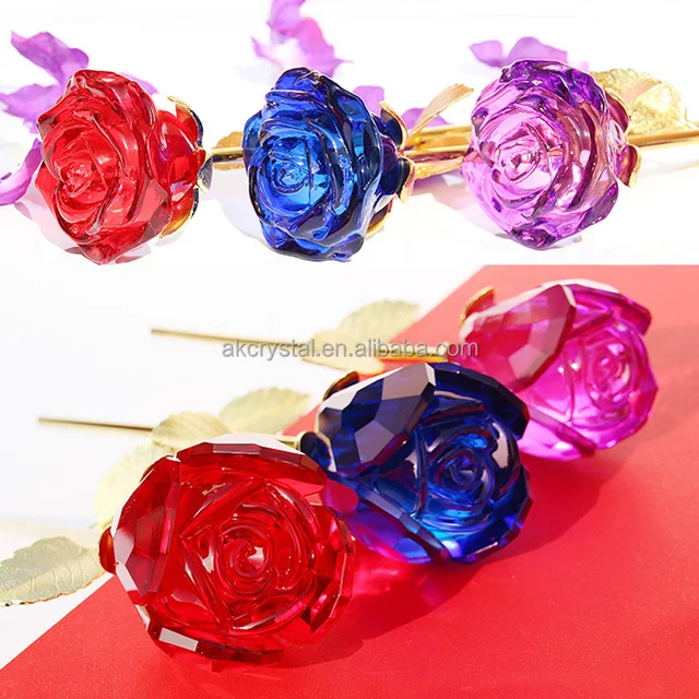love theme, wedding favor multi-color crystal rose with crystal