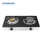 Brass +Infrared 2 Burner gas cooker Tempered Glass cooktop OEM brand