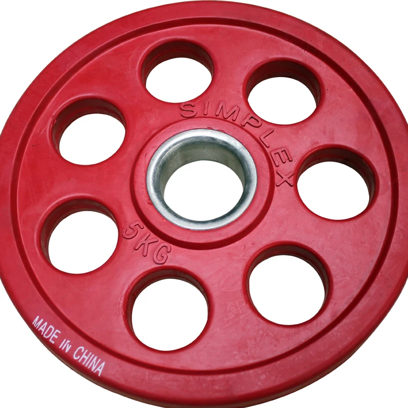 New Style Barbell Rubber Plate Bumper Weight Plate Seven Holes Rubber Plate Weight Lifting Buy