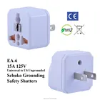 US (Ungrounded) Universal Travel Adapter with Schuko Ground and Safety Shutters, White/universal adapter,travel adaptor ,socket