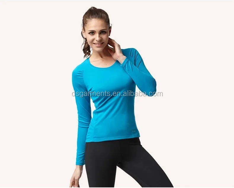 wholesale women function fabric long sleeve running shirts/quick dry running wear