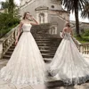 LL066 2017 Modern Lace Wedding Dresses Strapless A-Line Court Train Appliques Lace up Back Tulle Bridal Gowns