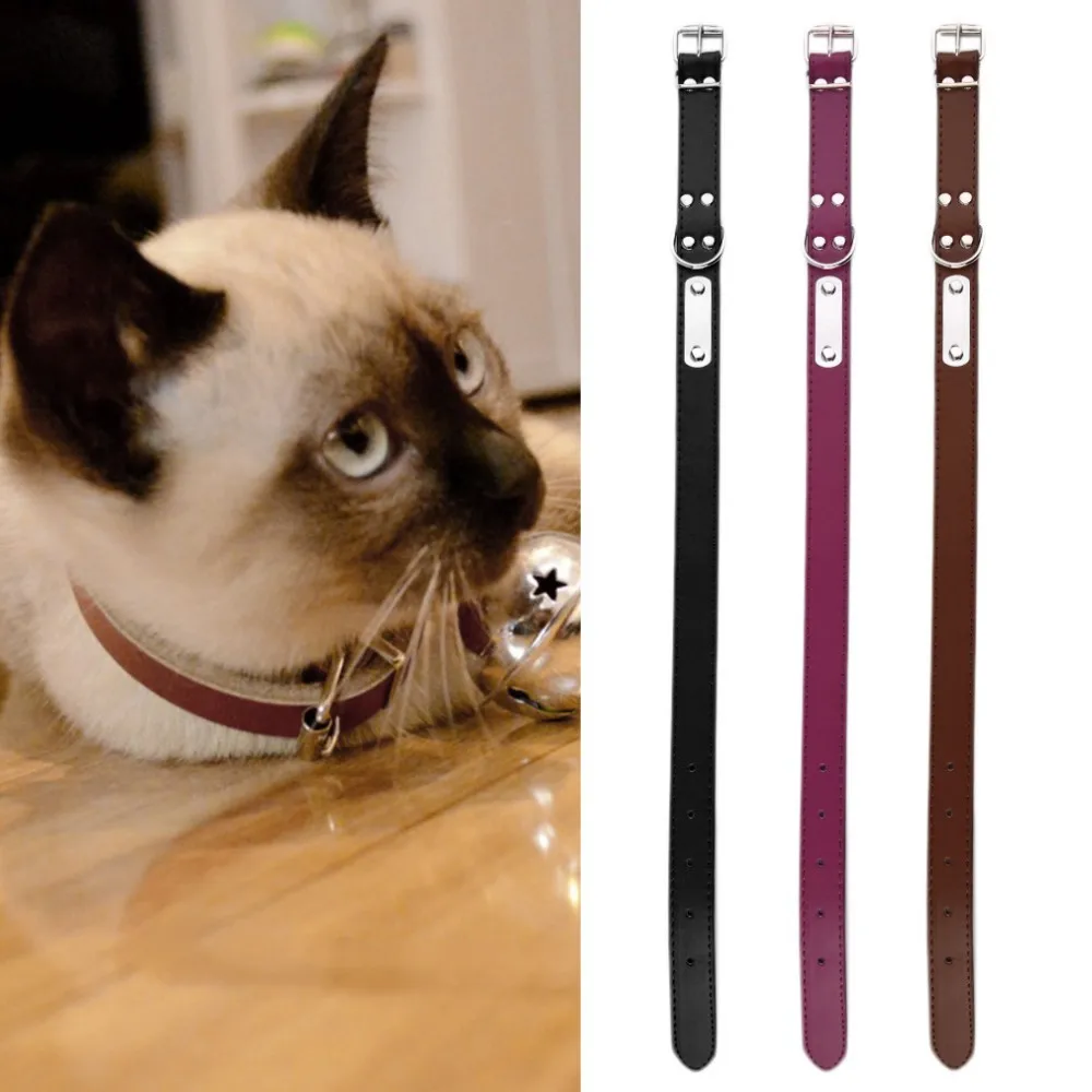 1 pcs PU Leather Dog Pet Cat Puppy Collar Neck Buckle Adjustable Safety Belt
