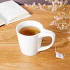 14oz 400ml porcelain white black wholesale fun custom Teabag bulk mug black tea ceramic high tea cup