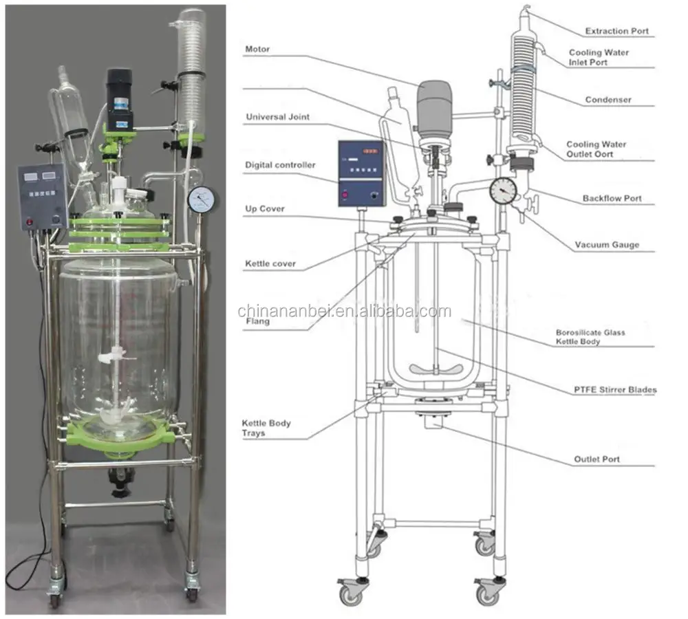 Distillation Device Lab Jacketed Pyrex Glass Reactor View Pyrex Glass