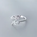 Top Quality CZ Zircon Olive Branch Leaves Women Wedding Rings Adjustable Silver 925 Jewelry