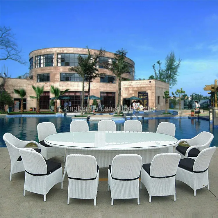 Garden Furniture Outdoor Garden Table And Chairs White Rattan 12 Seater