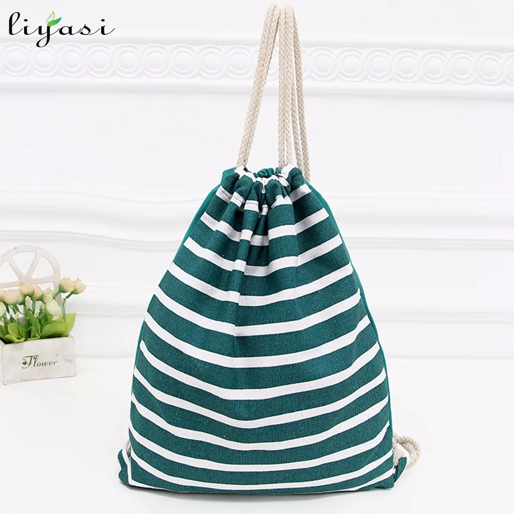 customized high quality canvas drawstring bag backpack travel
