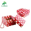 matte lamination polka dot and bowknot printing wholesale gift card box red box gift card with lid