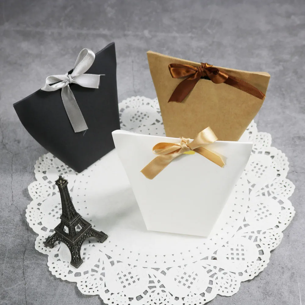 kraft paper bag white black candy bag wedding favors gift b