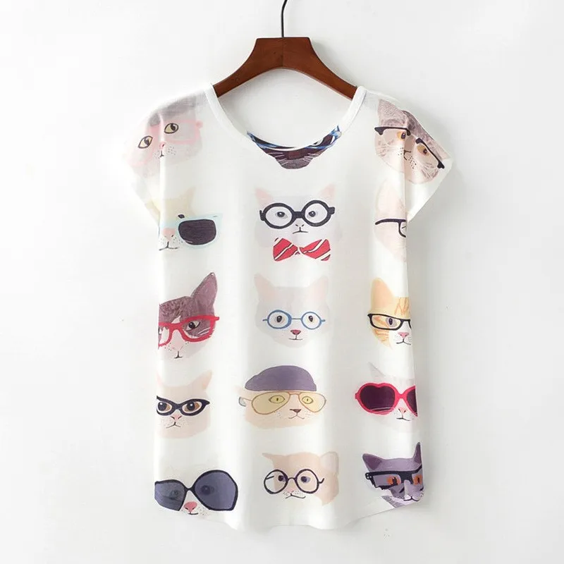 Hot sale cotton Eyeglasses cat emoticons print shirt blouse, More than 50 color can select
Hot sale cotton Eyeglasses cat emoticons print shirt blouse, More than 50 color can select
