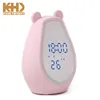 KH-CL079 KING HEIGHT Digital LED Desk Digital Alarm Bear Voice Control Makeup Mirror Table Night Light Speaker Clock