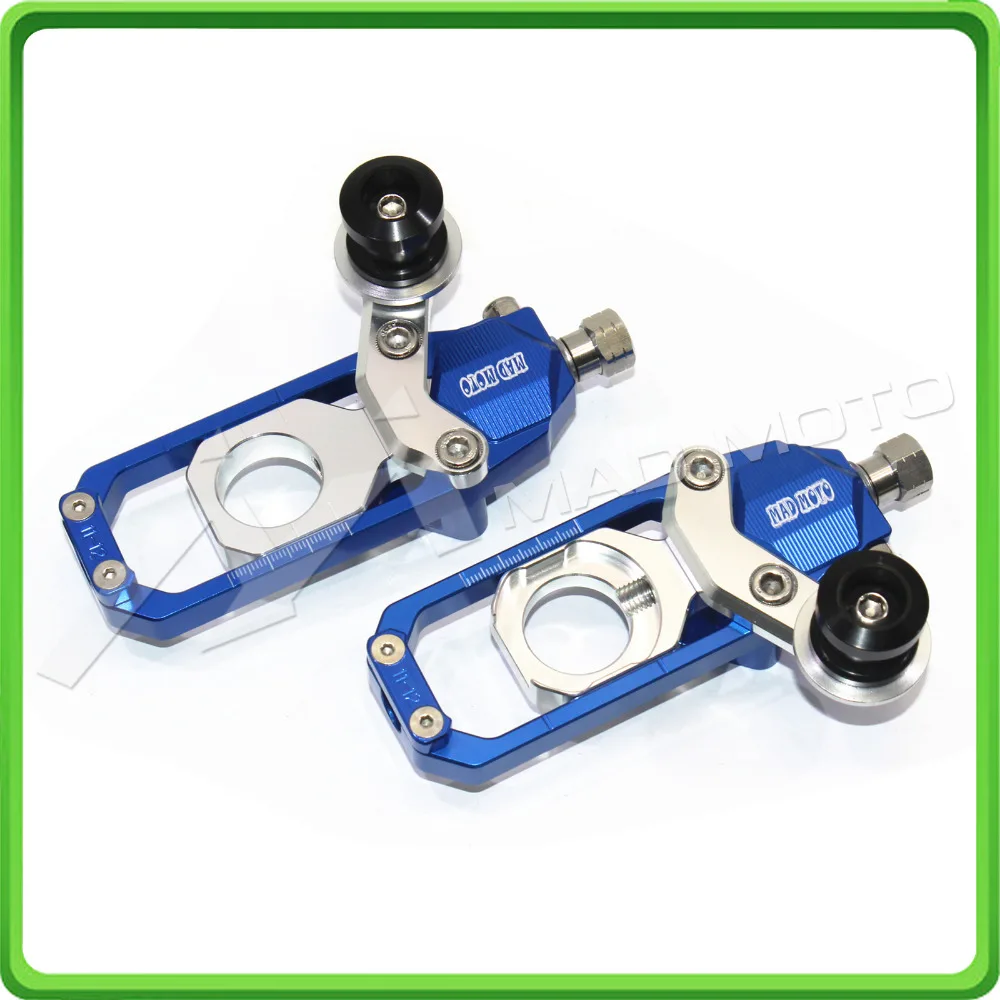 Motorcycle Chain Tensioner Adjuster with bobbins kit for Kawasaki Ninja ZX6R ZX-6R ZX-636 ZX636 2013 2014 2015 2016 Blue&Silver (5)