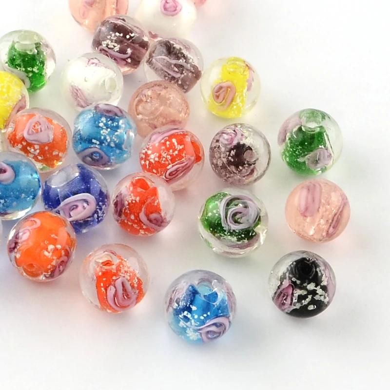 

PandaHall 10mm Handmade Round Glass Lampwork Luminous Beads