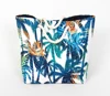 New Design Digital Printing Flamingo And Leaves Cotton And Polyester Beach Bag Eva Foam Summer Tote Bag