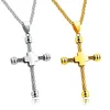 Marlary Round Edge Steel Wire Build Rope Cross Necklace In Gold Or Silver