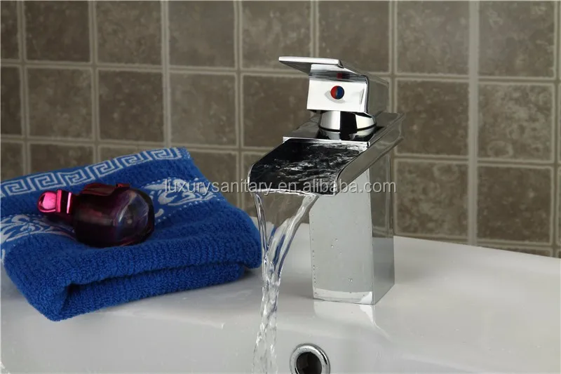 Luxury style high quality modern brass chrome wash hand faucet spouts mixer waterfall basin tap