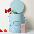 Custom waterproof paper flower box cardboard round hat box for flower packing