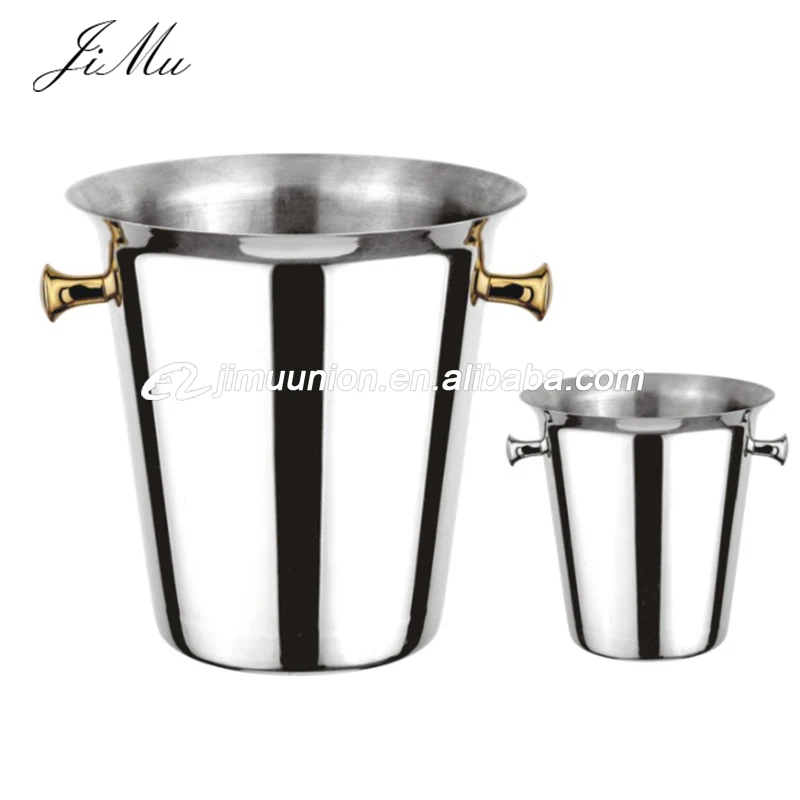 Gold mirror polished metal Stainless Steel wine Ice Bucket Gold Plated beer champagne Cooler Bucket