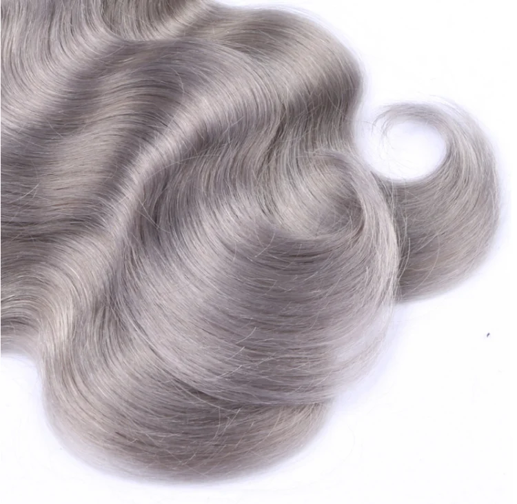Unprocessed Silver Hair Extensions Grey 27 Piece Sew In Human Hair