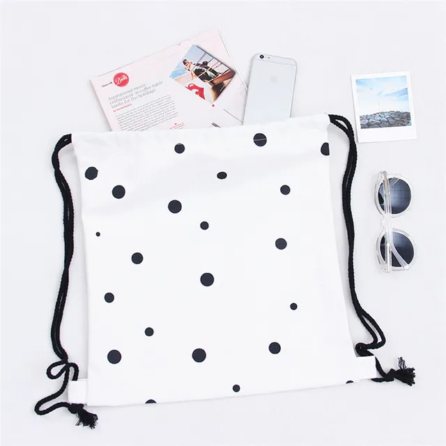 cotton canvas drawstring travel backpack student book bag black