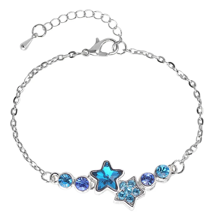 Fashion Blue Star Silver Plated Charm Bracelet For Women Crystal Glass Bracelets Jewelry (KB8094), As picture
Fashion Blue Star Silver Plated Charm Bracelet For Women Crystal Glass Bracelets Jewelry (KB8094), As picture