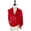 Feeling slik brocade print red velvet burnout bohemian scarf
