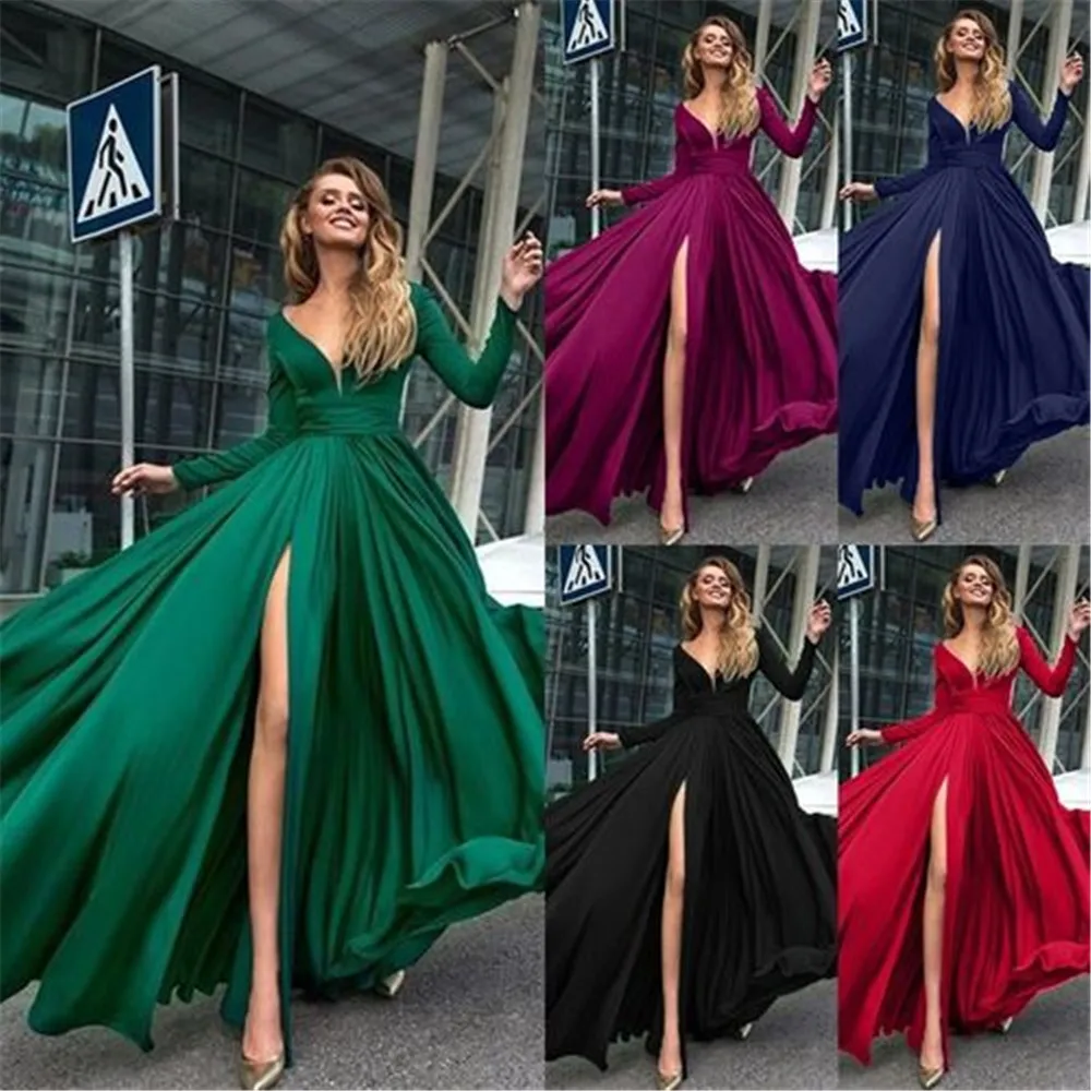 2019 V-Neck Feminina Long Vestido Female Dress Long Sleeve Sides Split Lace Sexy Maxi Bodycon Women Party Dresses for Women Lady
2019 V-Neck Feminina Long Vestido Female Dress Long Sleeve Sides Split Lace Sexy Maxi Bodycon Women Party Dresses for Women Lady