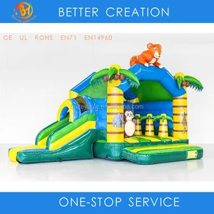 pvc tarpaulin inflatable jungle animal bouncer slide castle toy