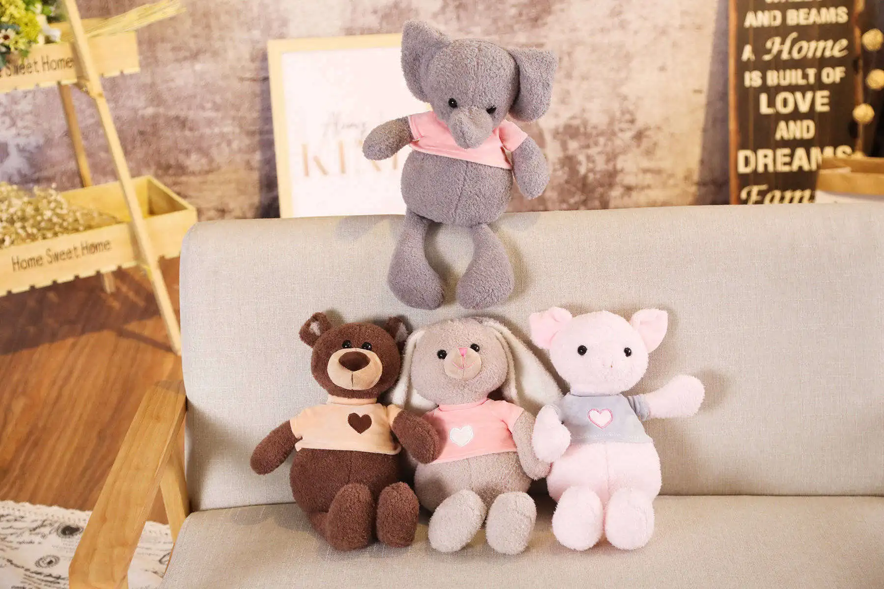plush toys elephant toy pig rabbit with clothes
