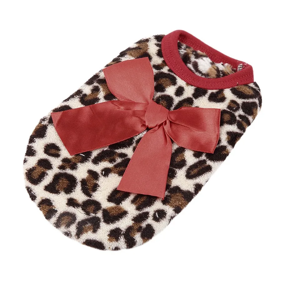 New Pet Dog Puppy Cat Winter Leopard Clothes Cute T-Shirt Soft Warm Coat hot selling