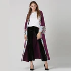 2018 New Design Long Cardigan Coat Islamic Clothing Pearl Abaya Print Kaftan Muslim Women