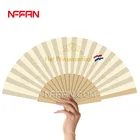 OEM fashionable rainbow promotional gift wooden fan for events